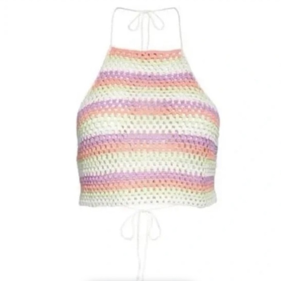 BP. Crochet halter crop top multicolor L NWT - Picture 2 of 4